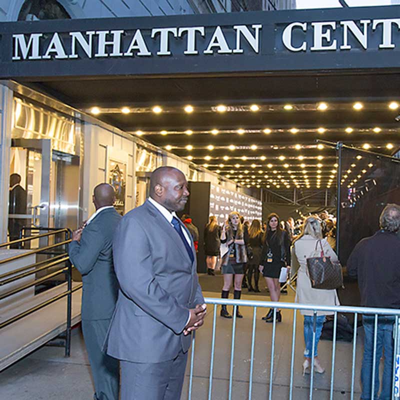 Security Guard standing outside Manhattan Center during a performance