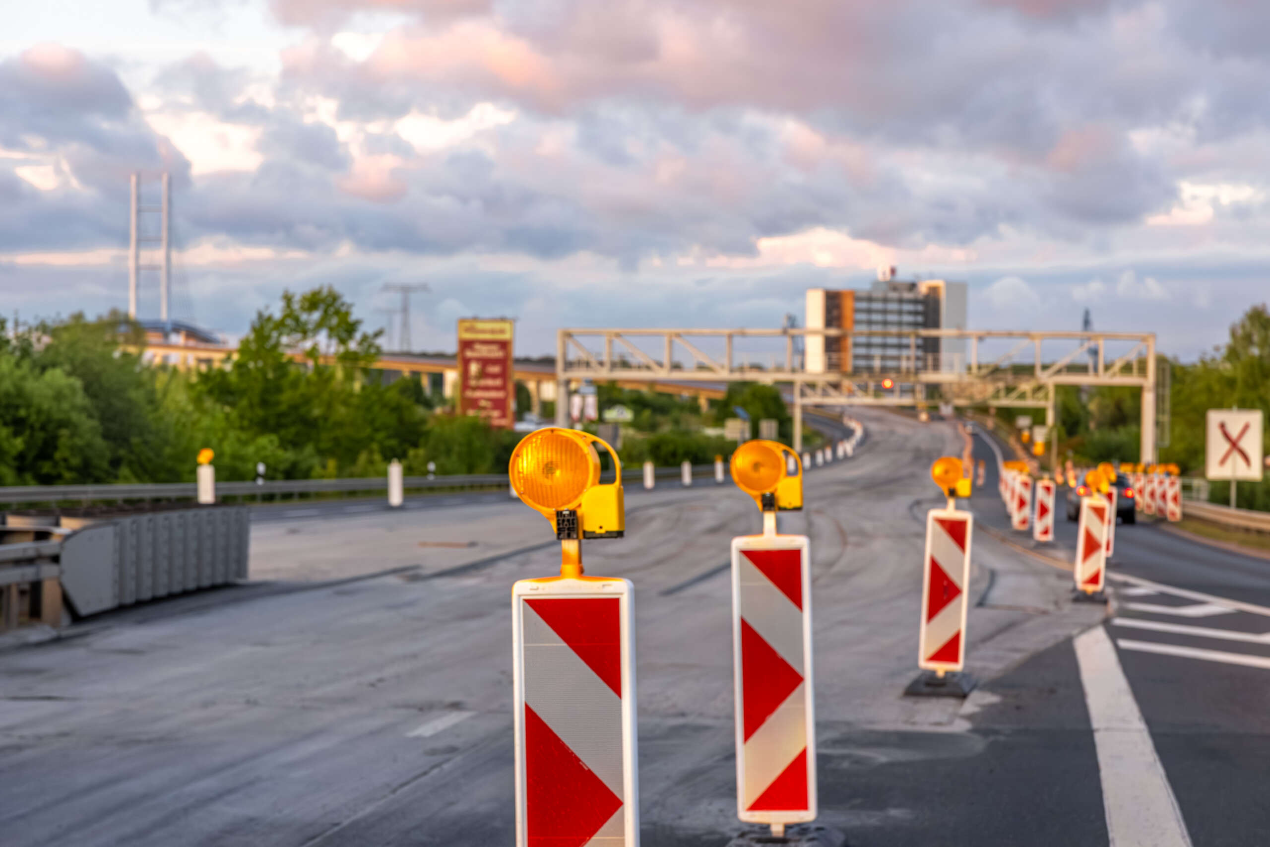 Security bollards and vehicle access barriers at a restricted entrance